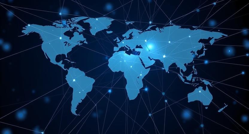 A conceptual image showing a global network of interconnected lines (representing globalization) seemingly pulling at or stretching a national flag or a country's outline, symbolizing the impact on sovereignty.