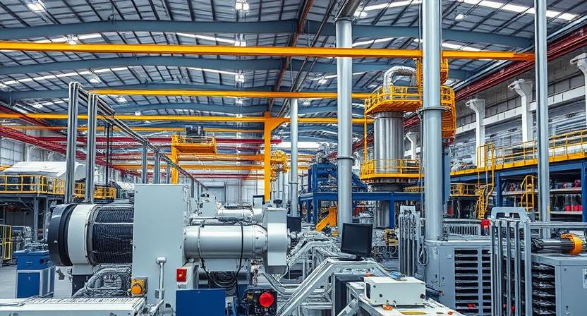 A visual of a modern factory in a Central or Eastern European country, representing economic transformation and modernization