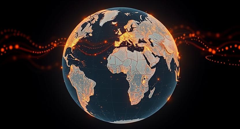 Global talent flow visualization showing migration patterns between major economies