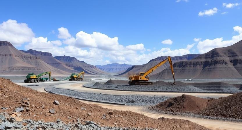 Cobalt mining operations showing both industrial and artisanal mining