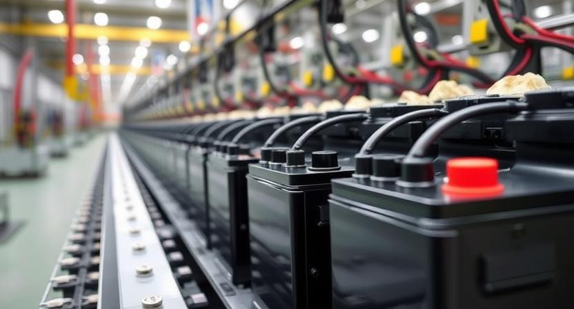 Electric vehicle battery production line showing mineral components