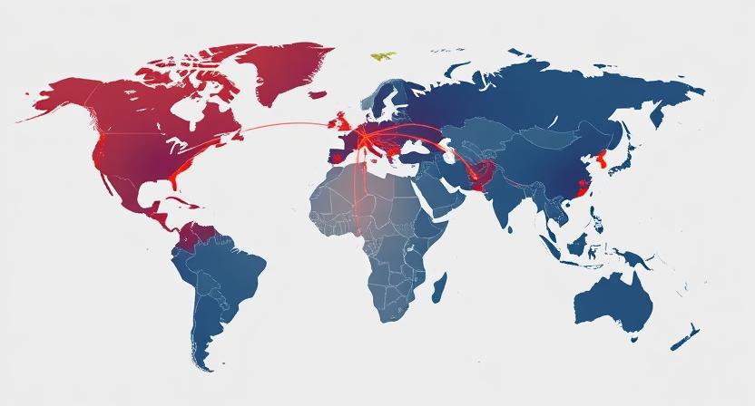 Global map showing brain circulation patterns with bidirectional arrows