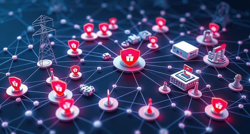 Critical infrastructure protection visualization showing interconnected systems